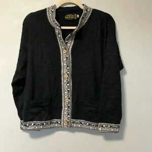 American South Side  Alpaca Wool made In Peru black cardigan